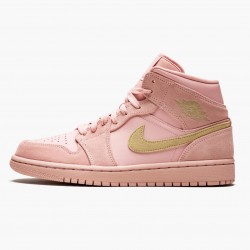 Air Jordan 1 Mid "Coral Zlato" 852542 600 Coral Stardust/Club Zlato AJ1 Černá Jordánské boty