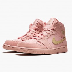 Air Jordan 1 Mid "Coral Zlato" 852542 600 Coral Stardust/Club Zlato AJ1 Černá Jordánské boty