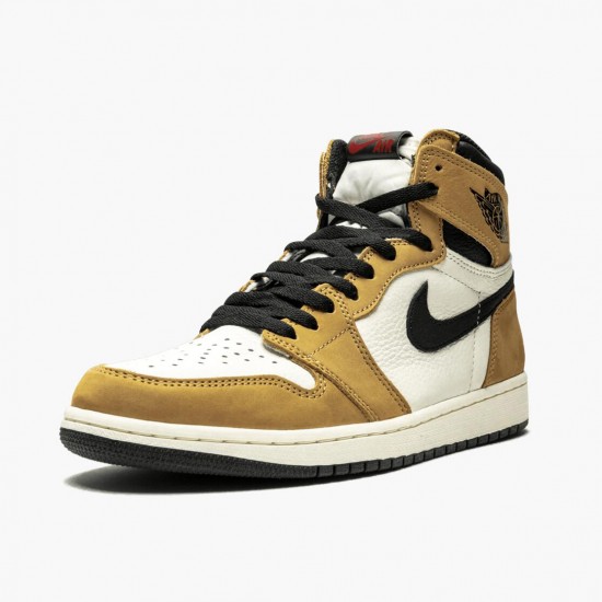 Nike Air Jordan 1 Rookie of the Year Zlatoen Harvest/Černá-Sail 555088 700 AJ1 Jordánské boty